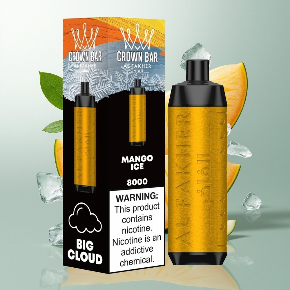 Al Fakher Crown Bar 8000 Crystal Crystal Једнократна вејп Ledena Mango 18ml 5mg