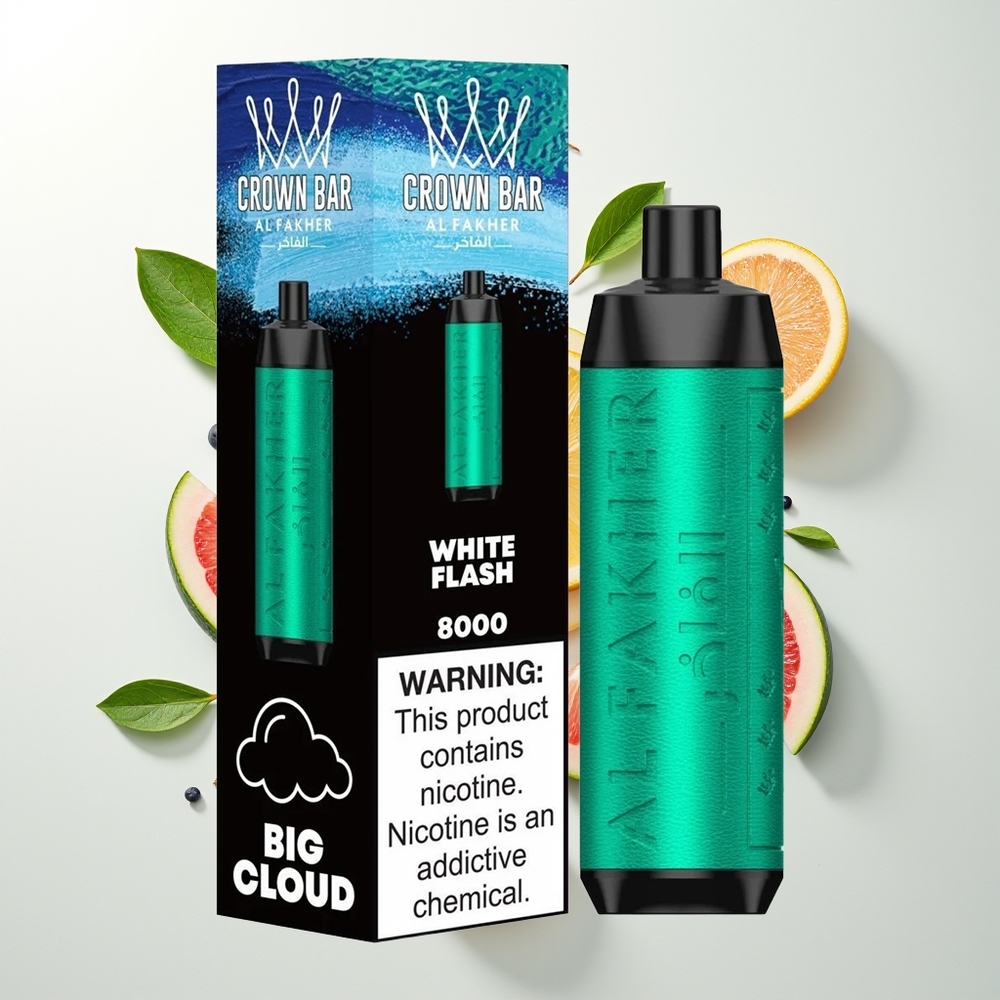 Al Fakher Crown Bar 8000 Crystal Jednokratna Vape Beli Bljesak 18ml 5mg