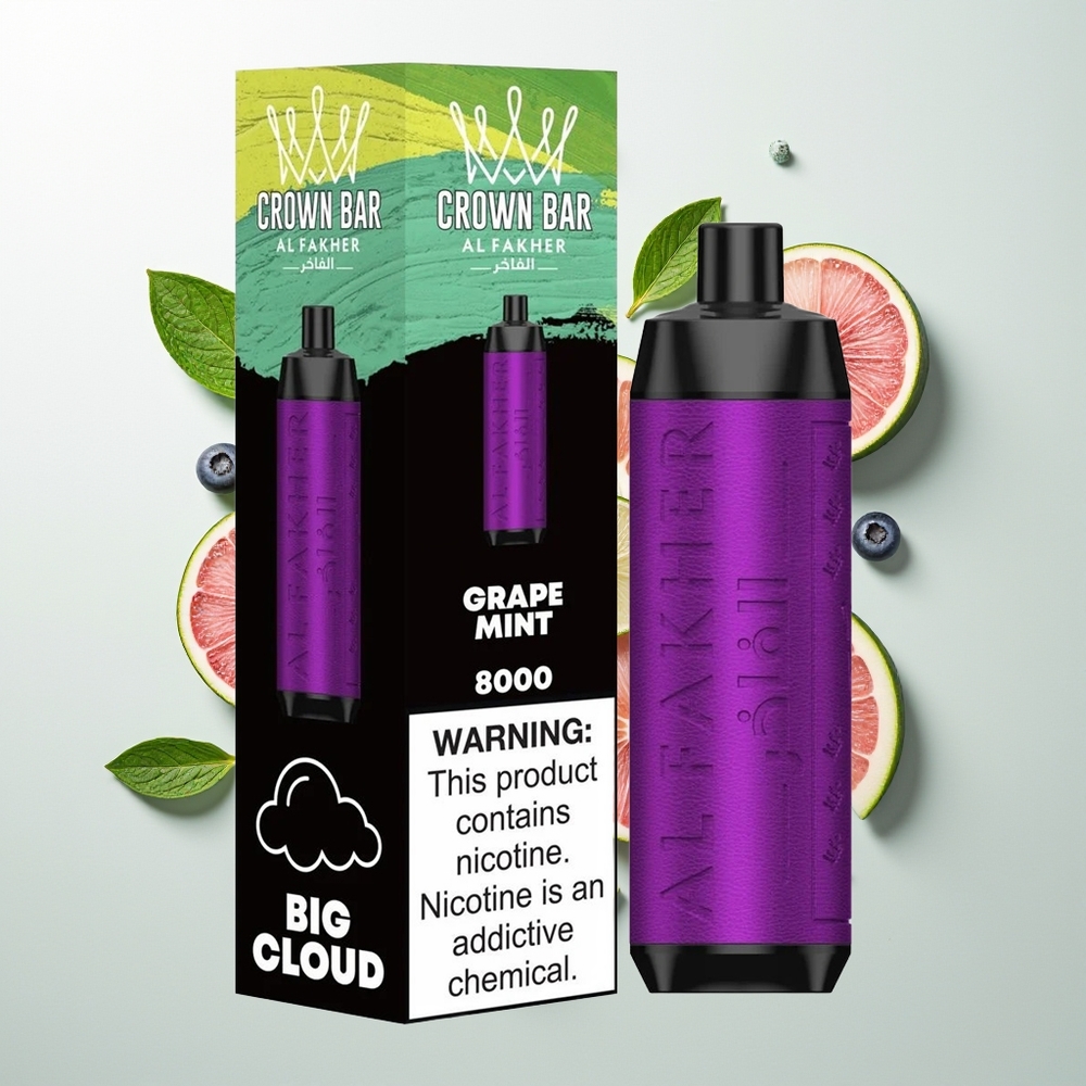 Al Fakher Crown Bar 8000 Crystal Jednokratna Vape Grozdjana Metvica 18ml 5mg