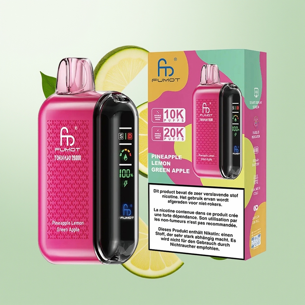 Fumot Tornado 20000 Pufova Ananas Limun Zeleno Jabuka Dual Mesh Smart Display