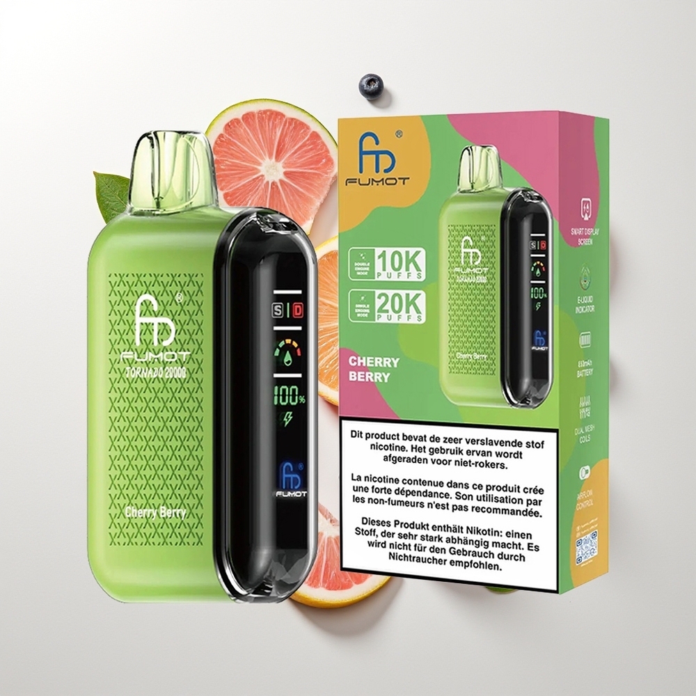 Fumot Tornado 20000 Pufova Dual Mesh Cherry Berry Smart Display