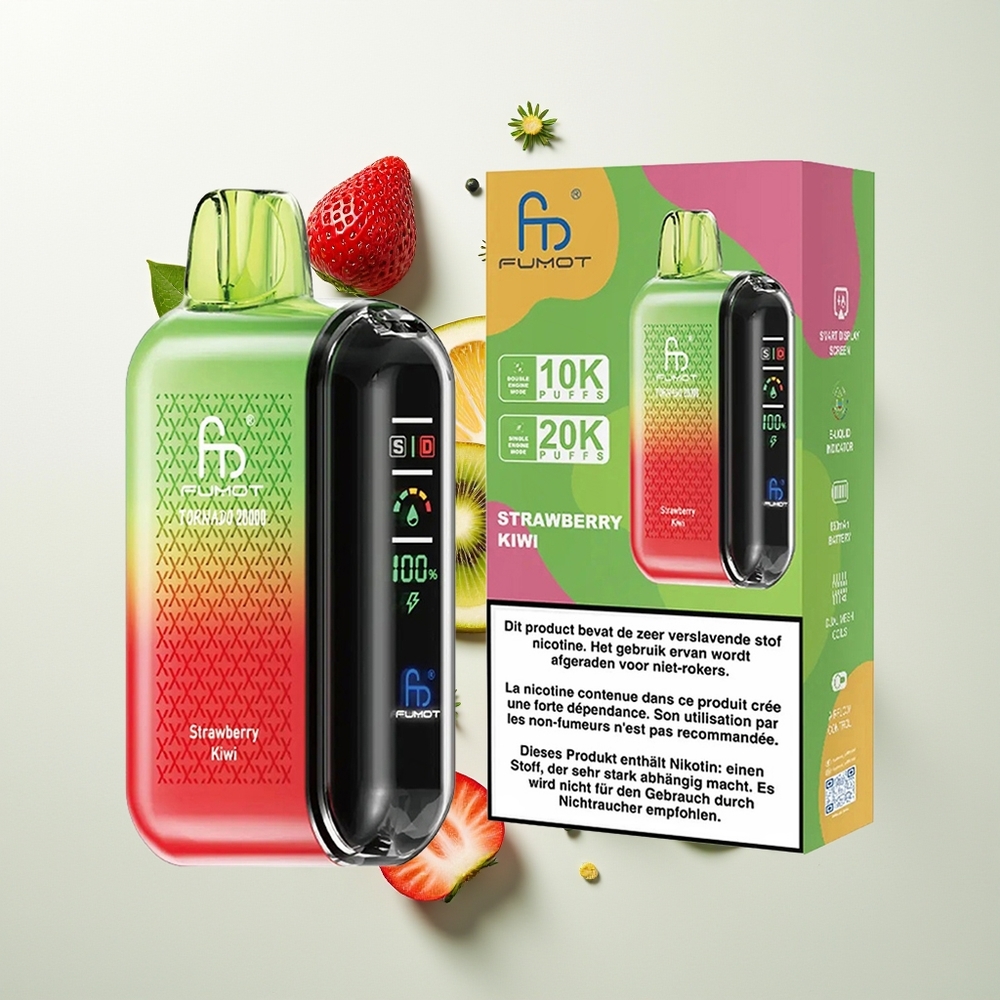 Fumot Tornado 20000 Pufova Dual Mesh Jagoda Kivi Smart Display