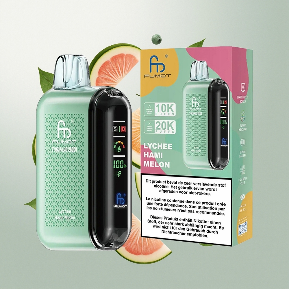 Fumot Tornado 20000 Pufova Dual Mesh Lychee Hami Dinja Smart Display