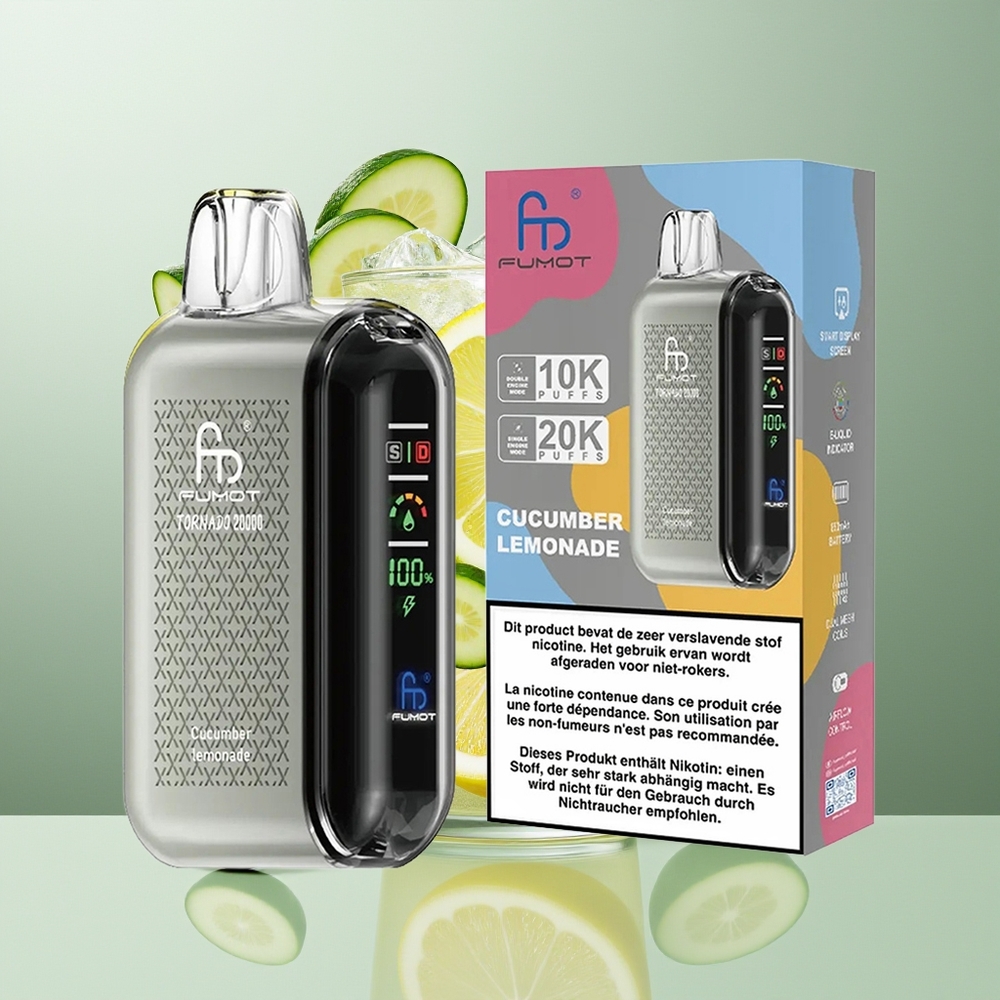 Fumot Tornado 20000 Pufova Krastavac Limunada Dual Mesh Smart Display