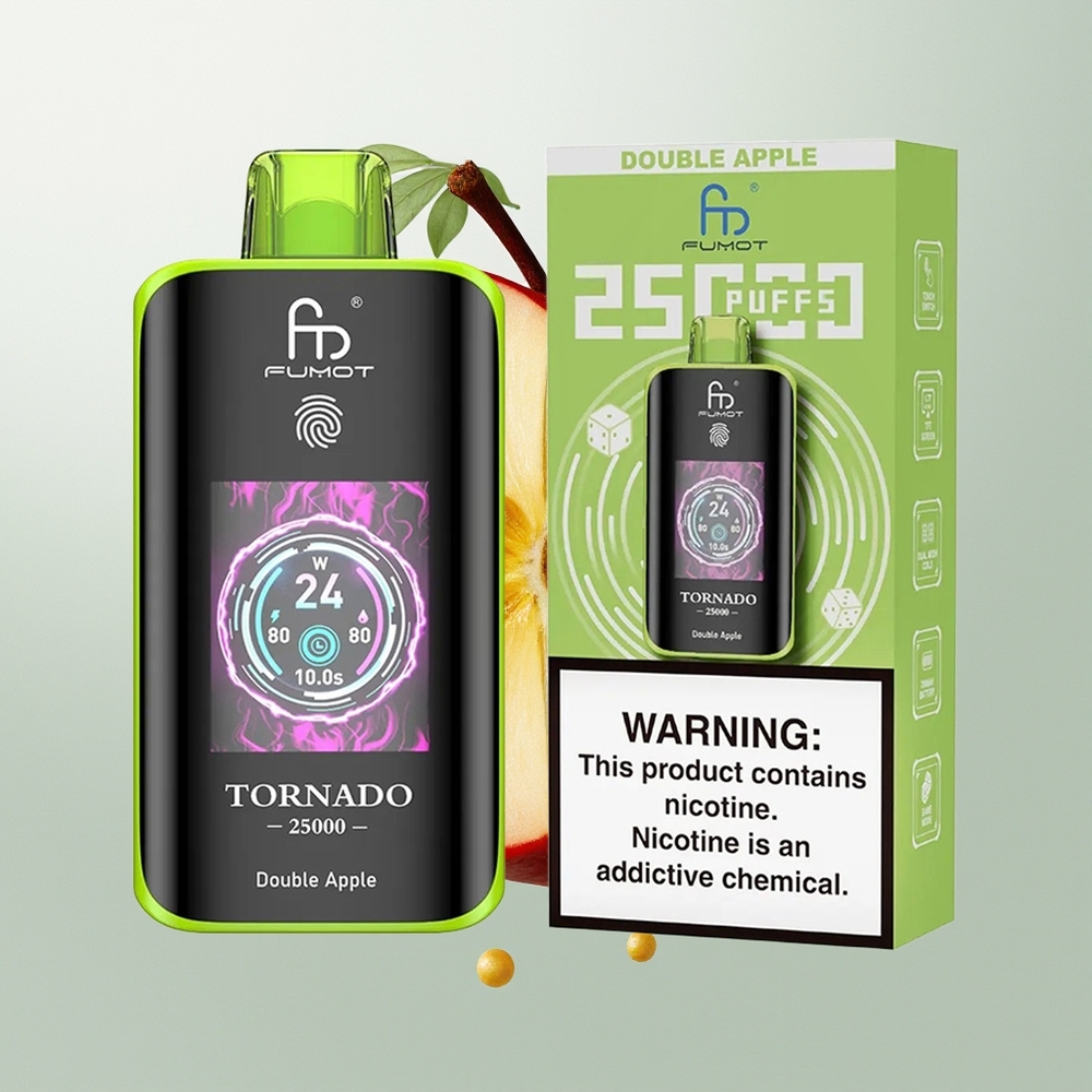 Fumot Tornado 25000 Puffs Dupla Jabuka HD Ekran Tip-C Punjenje