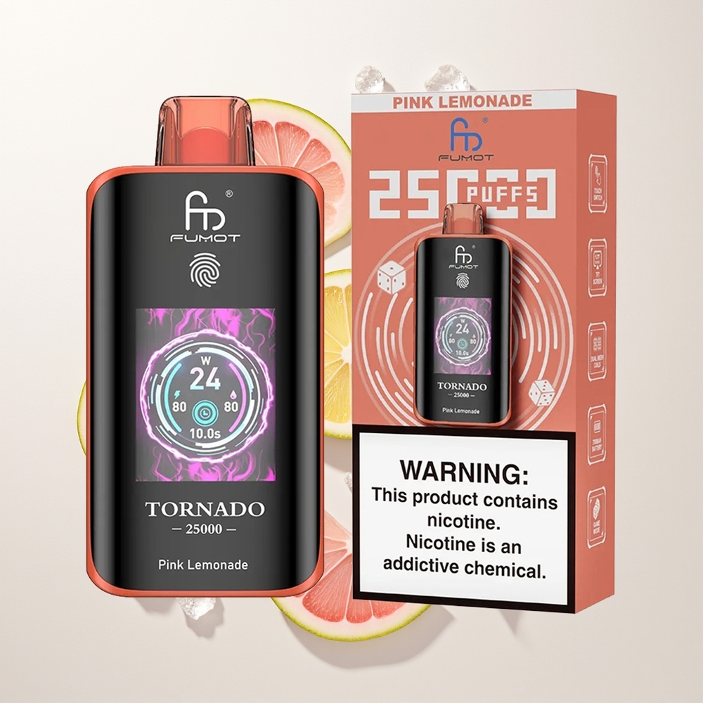 Fumot Tornado 25000 Puffs HD Screen 700mAh Roze Limunada