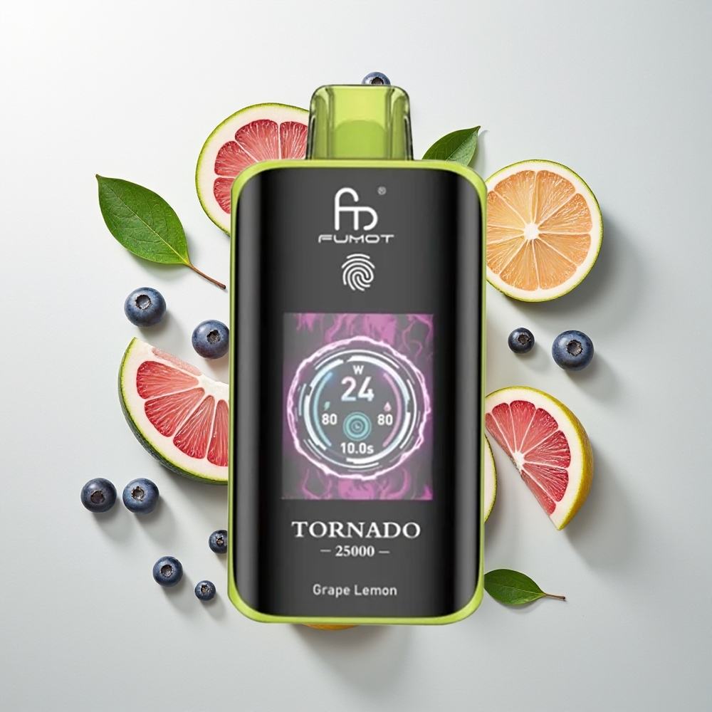 Fumot Tornado 25000 Pusti HD Ekran Type-C Groždje Limun