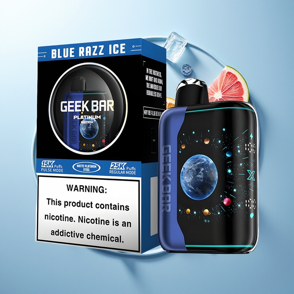GEEK BAR Platinum Edition 25000 Puff Plava Malina Led Dual Mesh Coil