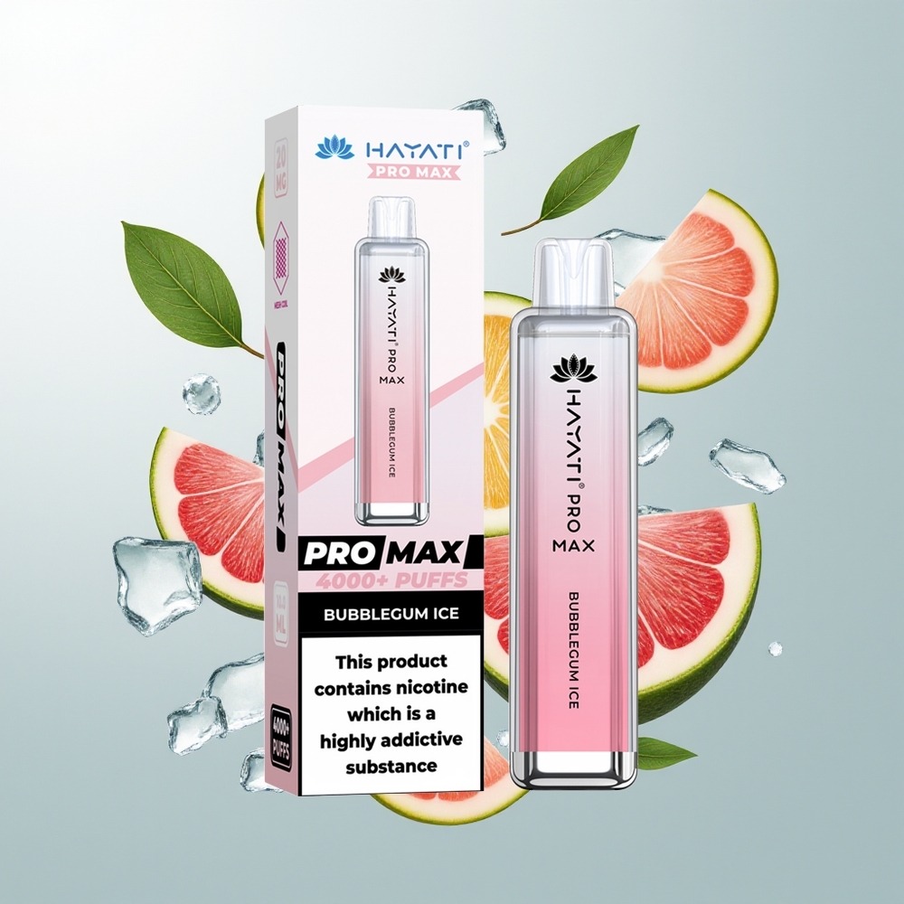 Hayati Pro Max 4000 Pufova Једнократна вејп Bubam Gum Led - 5% Nicotine, 1400mAh
