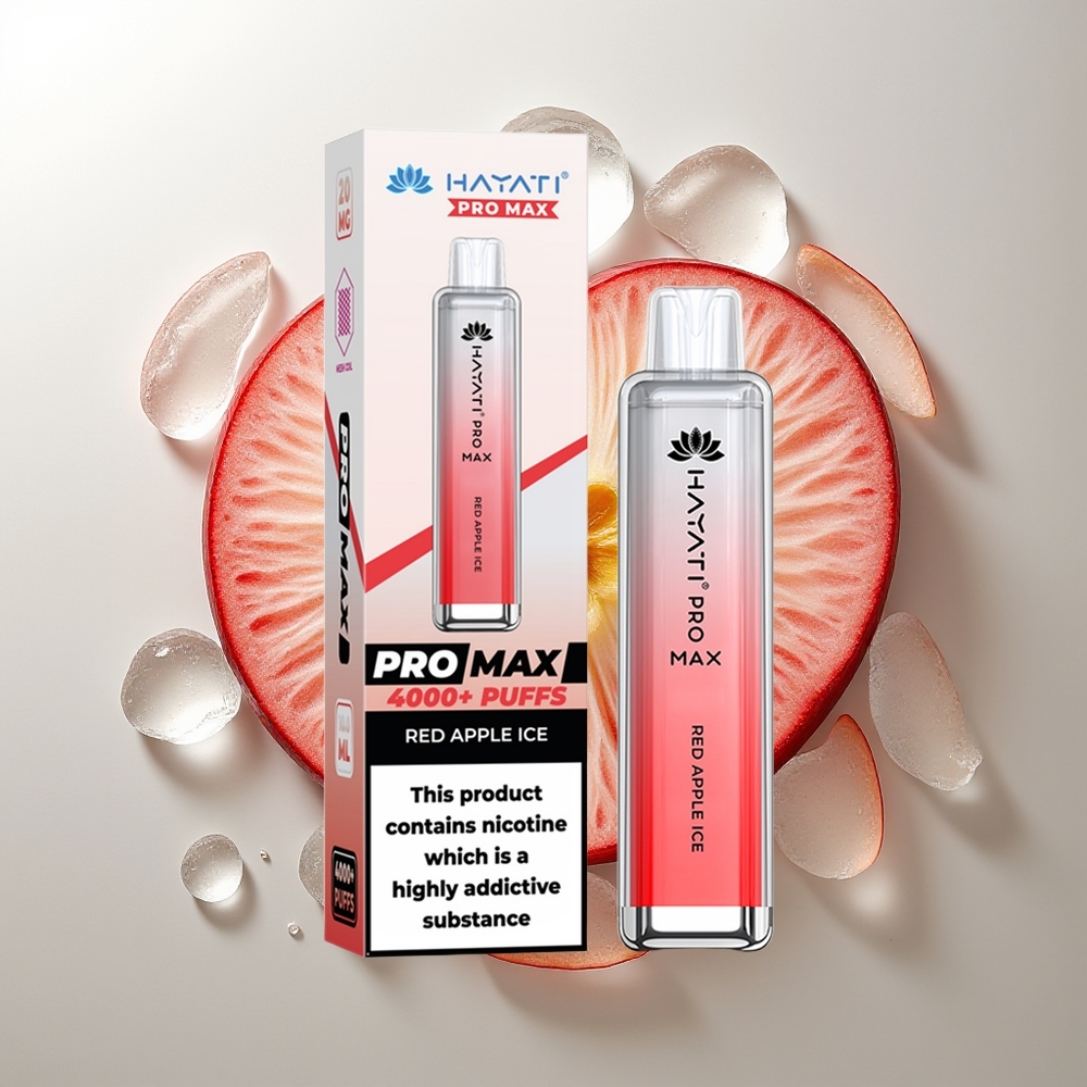 Hayati Pro Max 4000 Pufova Једнократна вејп Crvena Jabuka Led Rechargeable