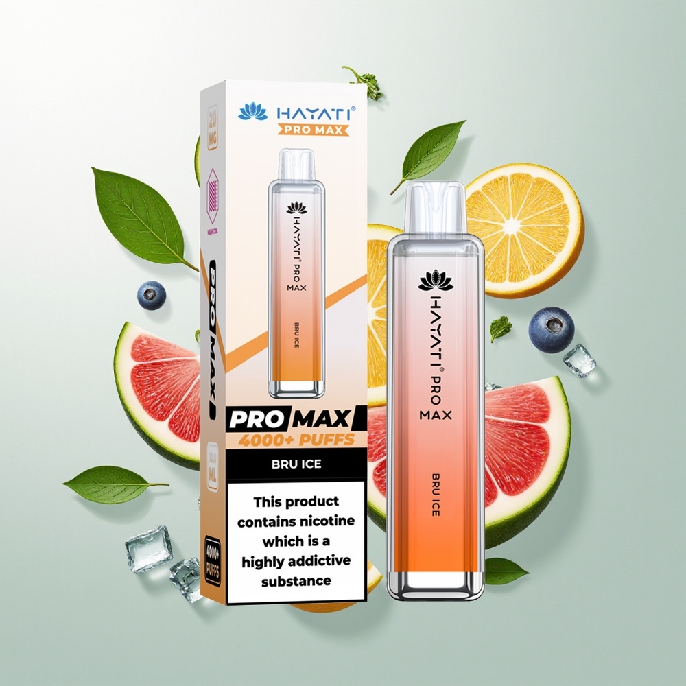 Hayati Pro Max 4000 Pufova Једнократна вејп Led Bru Ice 5% Nicotine 1400mAh
