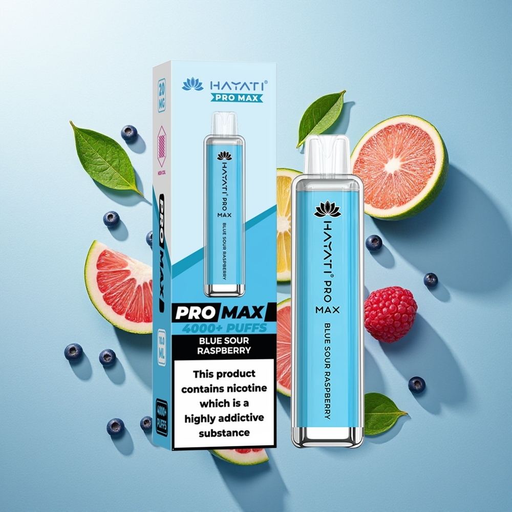 Hayati Pro Max 4000 Pufova Једнократна вејп Plava Kisela Malina 2% 5%