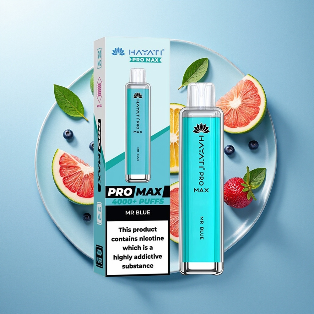Hayati Pro Max 4000 Pufova Једнократна вејп Plavi sa 5% Nikotina i LED Osvetljenjem