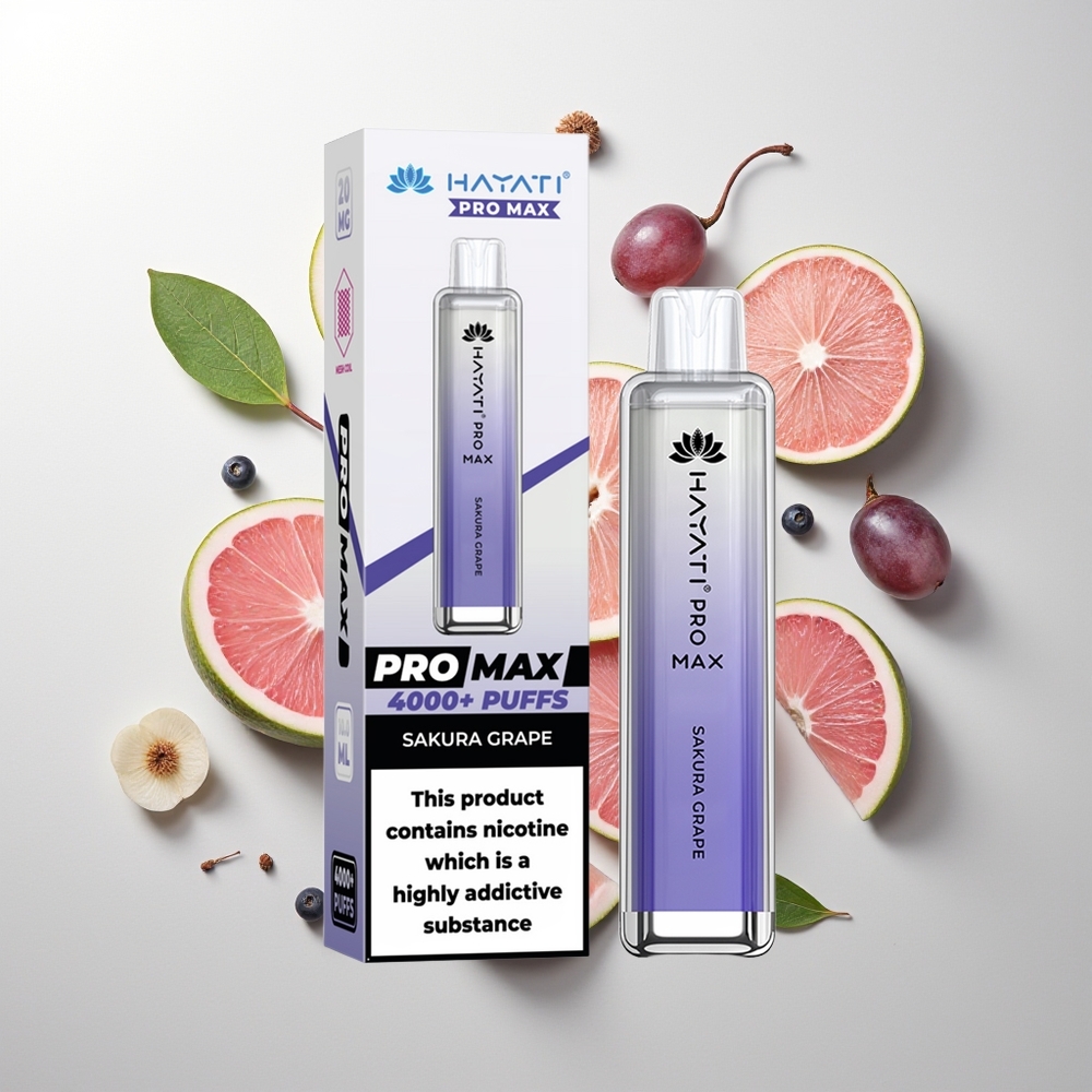 Hayati Pro Max 4000 Pufova Једнократна вејп Sakura Grožđe 5% 1400mAh