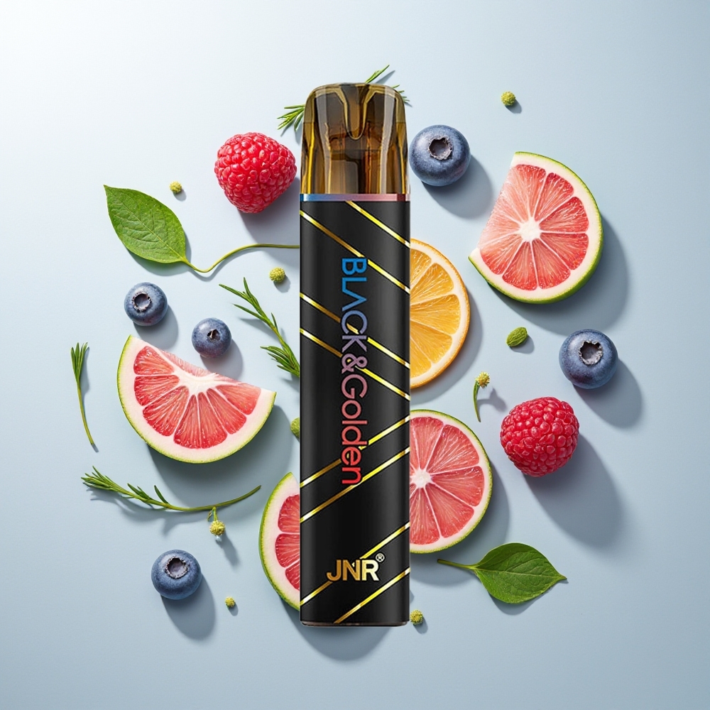 JNR Black&Golden 800 Puffs Једнократна вејп Borovnica-Kisela Malina 550mAh 2%