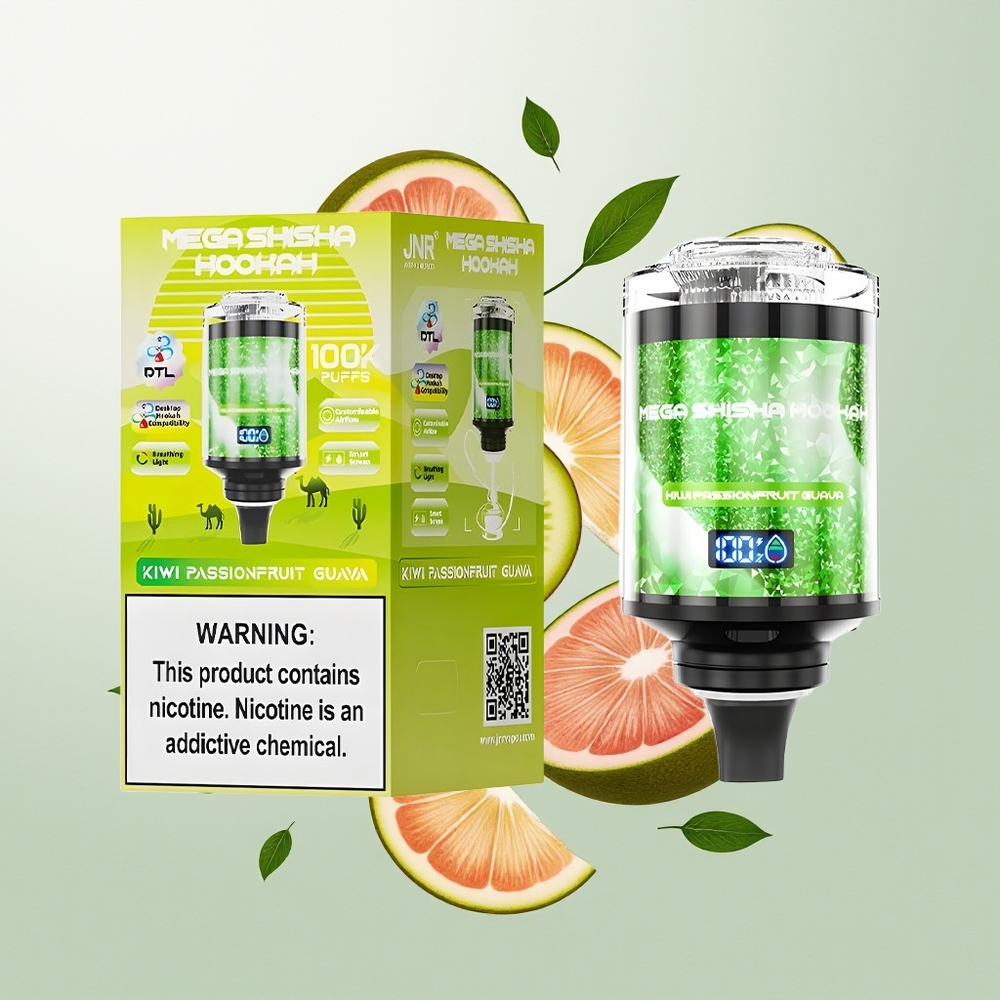 JNR Mega Shisha Hookah 100K Kiwi Pasija Guava 2200mAh Tip-C