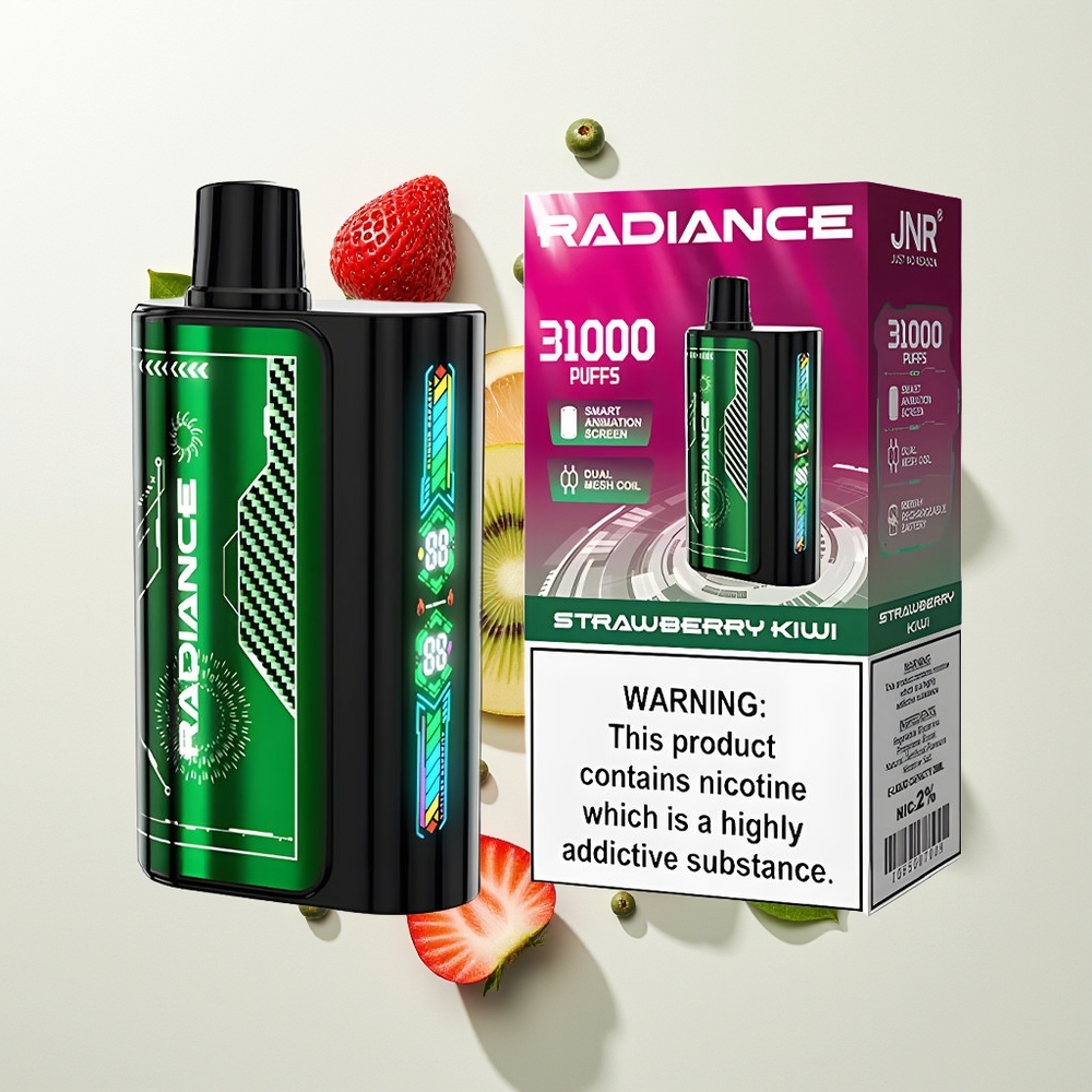JNR Radiance 31000 Pufova Једнократна вејп Jagoda Kivi 28ml Dual Mesh Coil