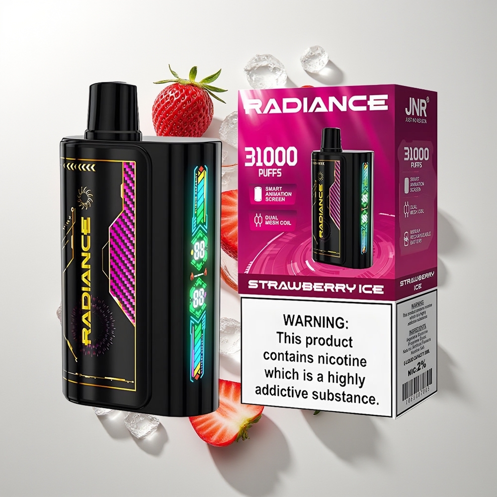 JNR Radiance 31000 Pufova Једнократна вејп Jagoda Led 28ml Dual Mesh