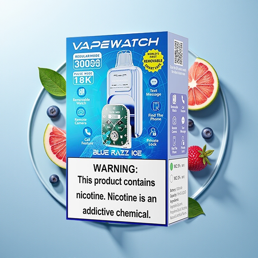JNR VapeWatch 30000 Puffs 1000mAh Dual Mesh Plava Malina Led Једнократна вејп
