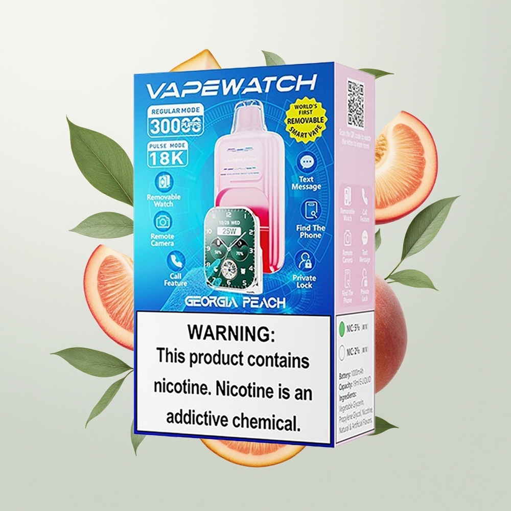 JNR VapeWatch 30000 Puffs 19mL Georgia Breskva Dual Mesh Coil Type-C