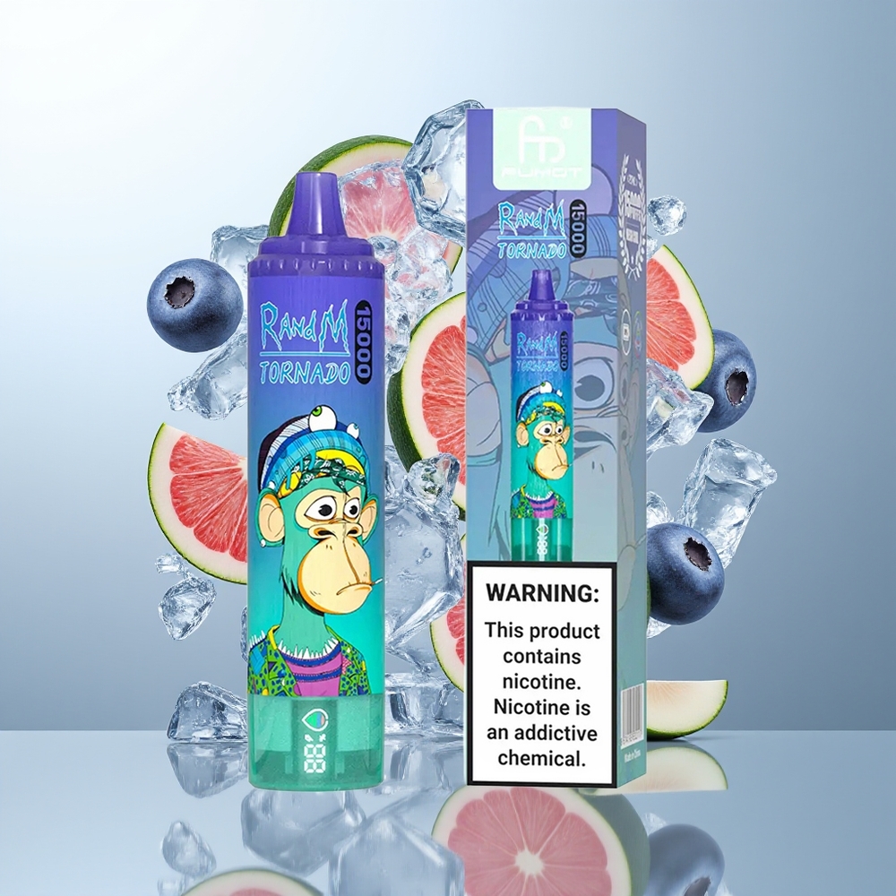 RandM Fumot Tornado 15000 Pufova Disposalni Vape Borovnica na ledu sa LCD i Mesh Coil