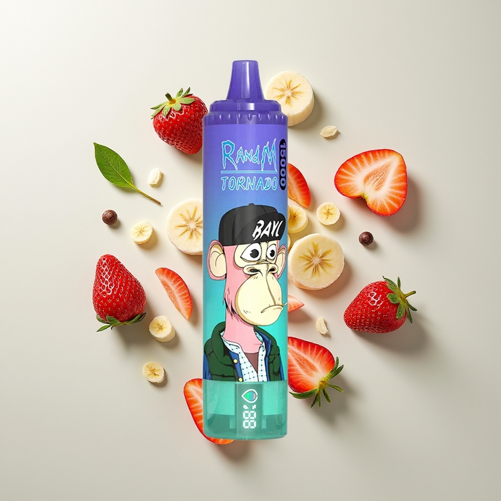 RandM Fumot Tornado 15000 Pufova Једнократна вејп Jagoda Banana 25ml LCD