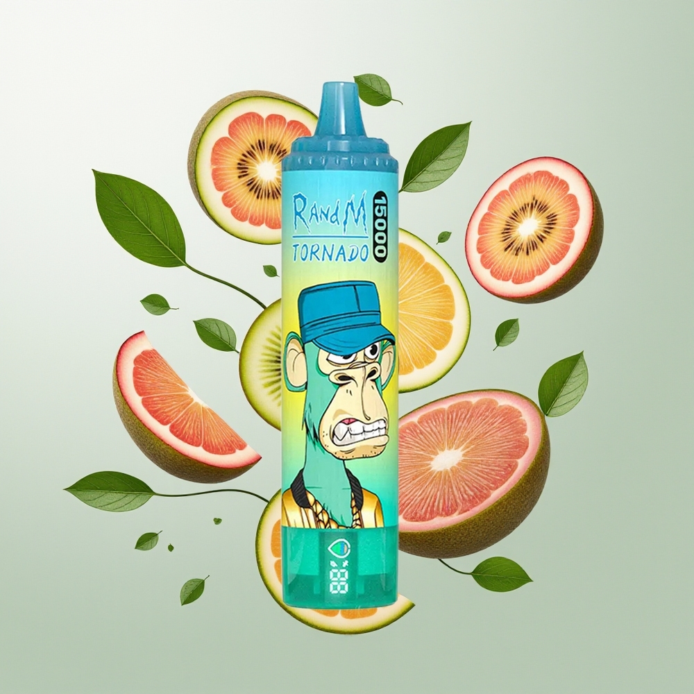 RandM Fumot Tornado 15000 Pufova Kiwi Pasiflora Guava 25ml USB-C LCD