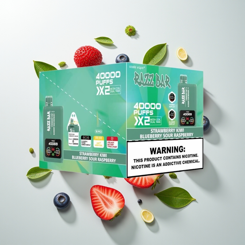 Razz Bar 40000 Puffs Једнократна вејп Jagoda Kivi - Borovnica Kisela Malina 5% 650mAh