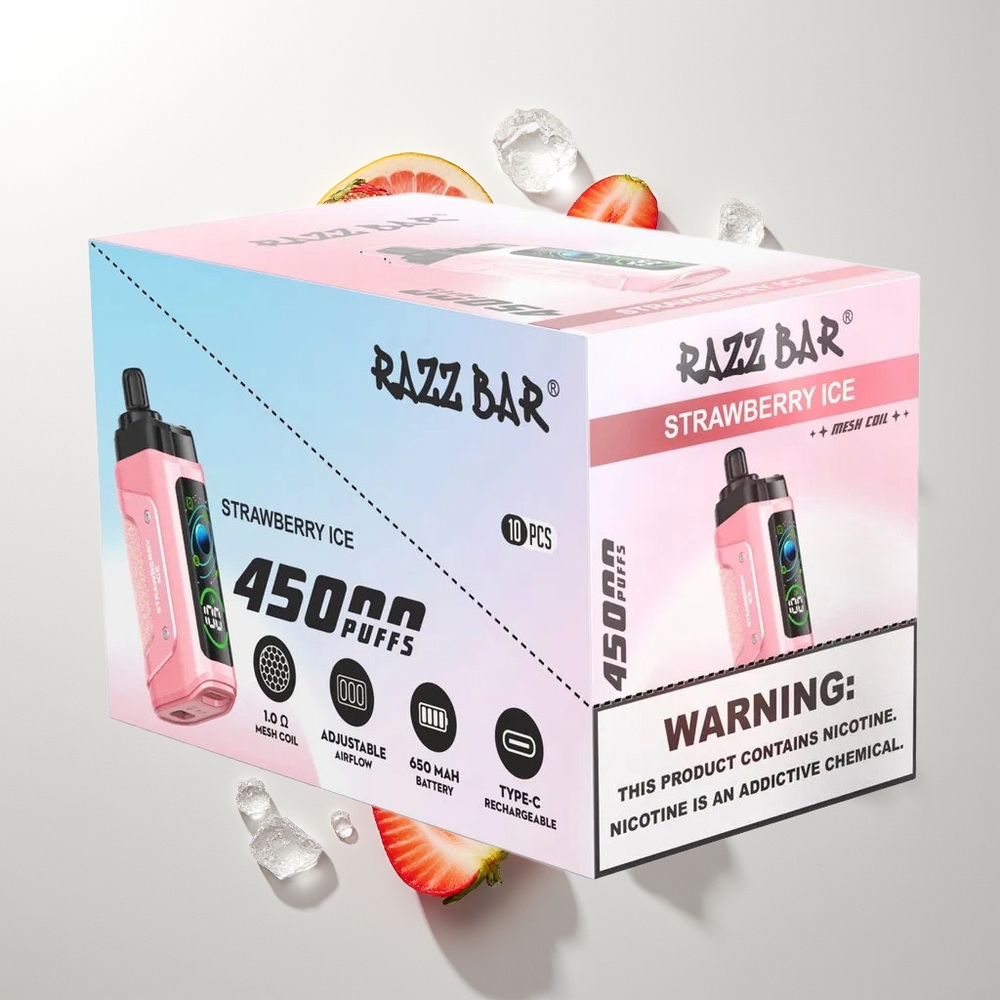 Razz Bar 45000 Puffs Ђубре од Јагоде Лед Adjustable Airflow