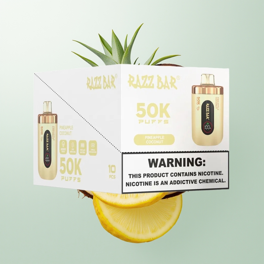 Razz Bar 50K Pufova Једнократна вејп Ananas Kokos 1.0 Ohm Mesh