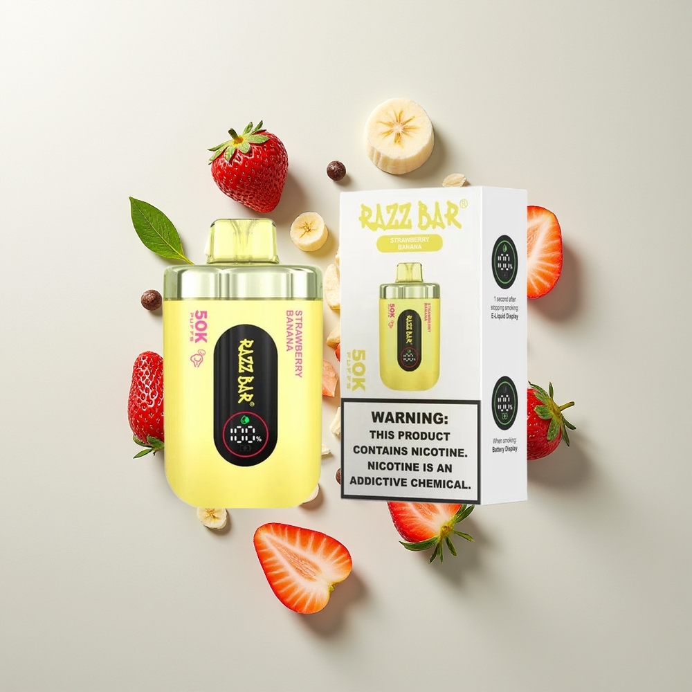 Razz Bar 50K Pufova Једнократна вејп Jagoda Banana 1.0 Ohm Mesh 2% Nicotine