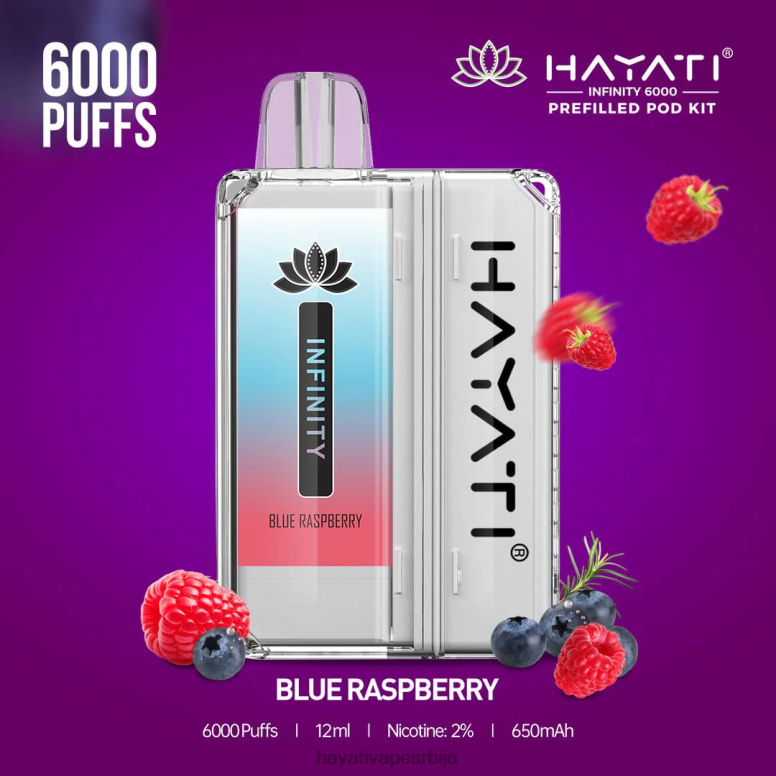 Hayati Infinity 6000 комплета махуна 84XDP144 плава малина - Hayati Vape Review