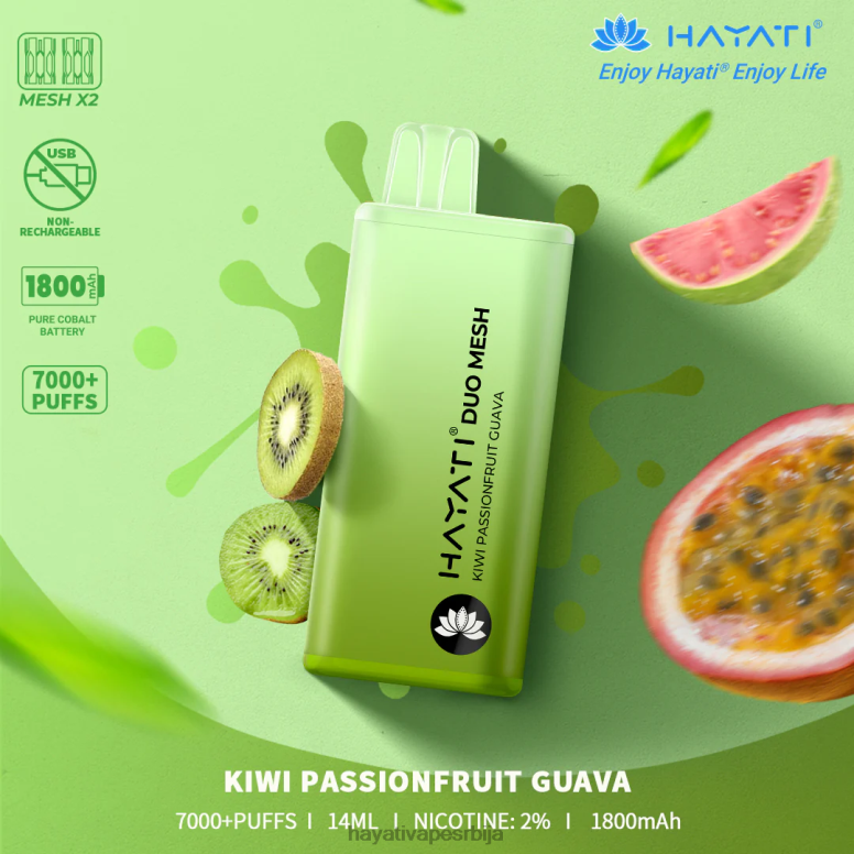 Hayati Duo Mesh за једнократну употребу 84XDP173 киви маракује гуава - Hayati Vape Near Me
