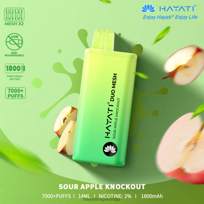 Hayati Duo Mesh за једнократну употребу 84XDP180 нокаут киселе јабуке - Hayati Store Srbija