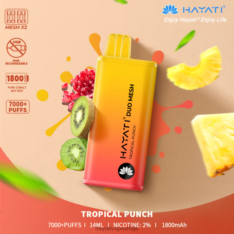 Hayati Duo Mesh за једнократну употребу 84XDP184 тропски пунч - Hayati Vape Review