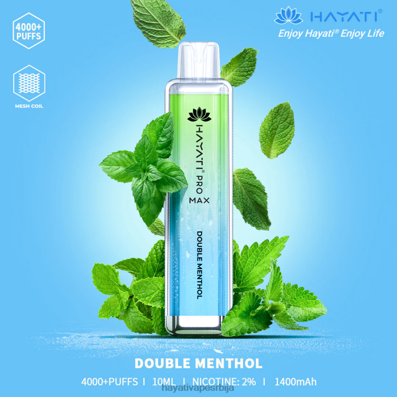Hayati Pro Max за једнократну употребу 84XDP102 двоструки ментол - Hayati Vape Flavours