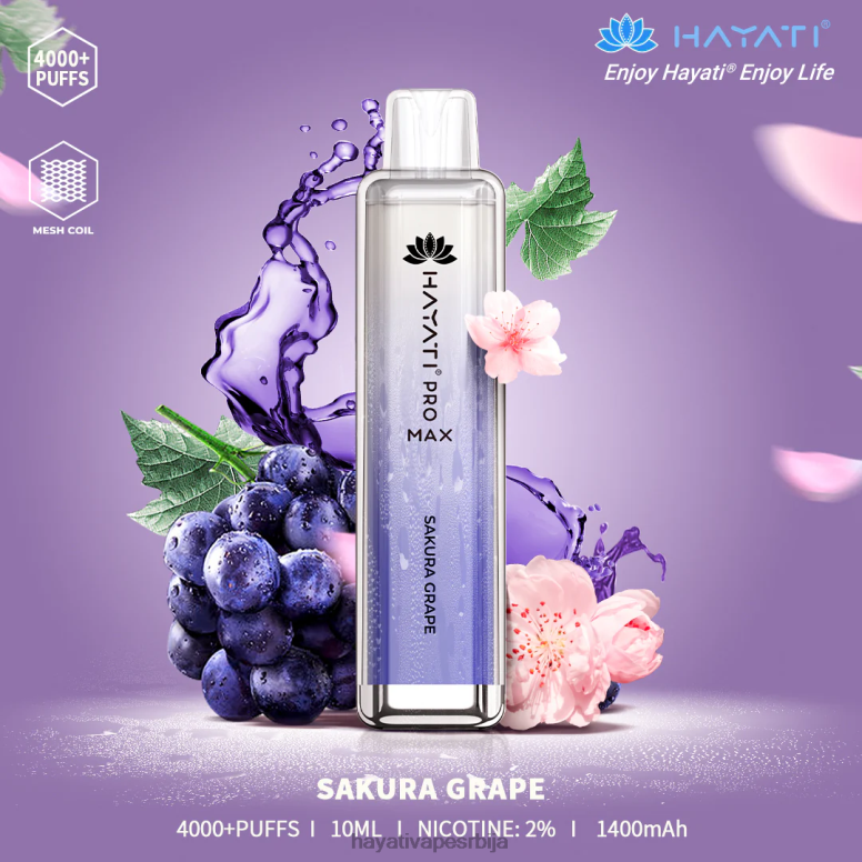 Hayati Pro Max за једнократну употребу 84XDP119 сакура грожђе - Hayati Vapes Wholesale