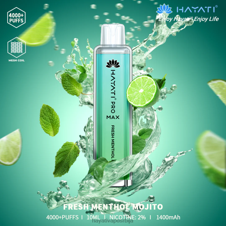 Hayati Pro Max за једнократну употребу 84XDP133 свеж ментол мојито - Hayati Vape Near Me