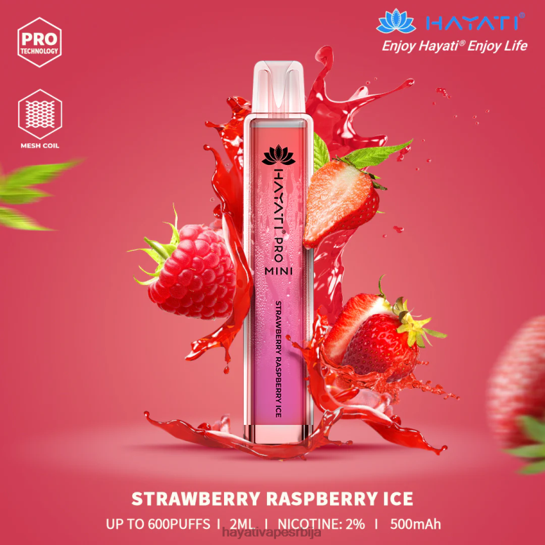 Hayati Pro Mini за једнократну употребу 84XDP22 јагода малина лед - Hayati Vape Flavours