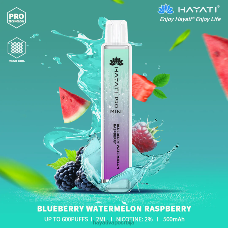 Hayati Pro Mini за једнократну употребу 84XDP25 боровница лубеница малина - Hayati Srbija