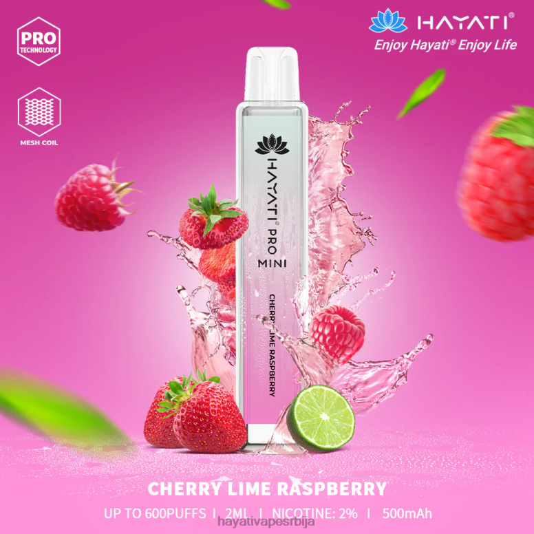 Hayati Pro Mini за једнократну употребу 84XDP26 трешња лимета малина - Hayati Belgrade