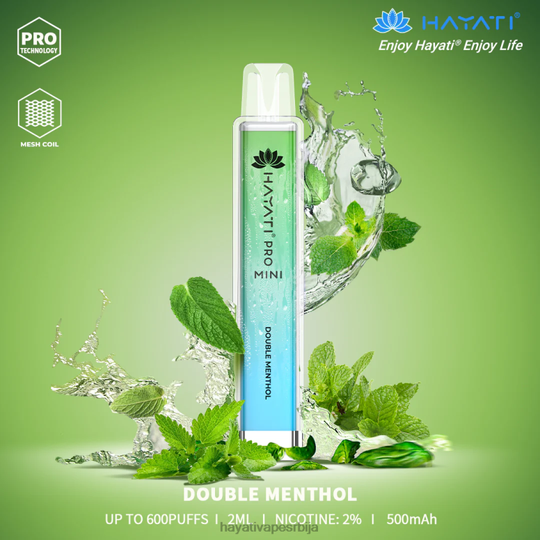 Hayati Pro Mini за једнократну употребу 84XDP8 двоструки ментол - Hayati Flavour Vapes