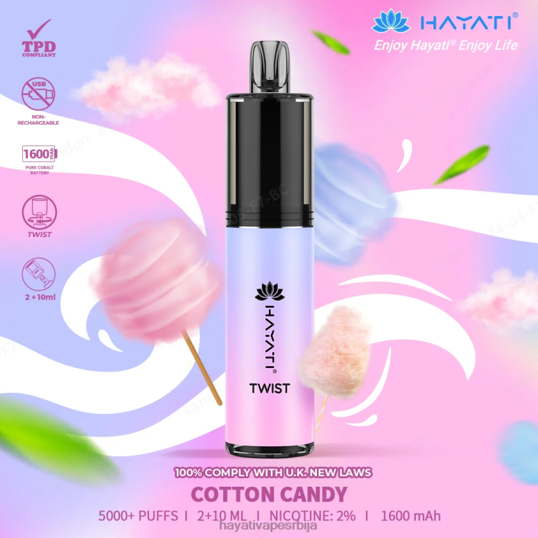 Hayati Twist за једнократну употребу 84XDP67 шећерна вуна - Hayati Flavour List