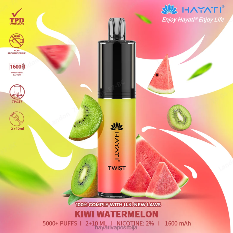 Hayati Twist за једнократну употребу 84XDP74 киви лубеница - Hayati Vape Review