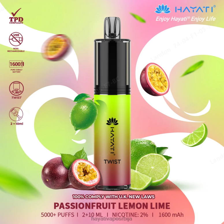 Hayati Twist за једнократну употребу 84XDP78 маракује лимун лимете - Hayati Flavour Vapes