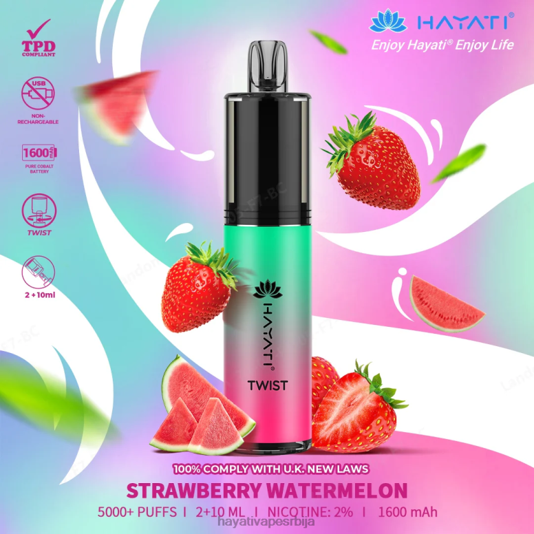 Hayati Twist за једнократну употребу 84XDP86 јагода лубеница - Hayati Belgrade